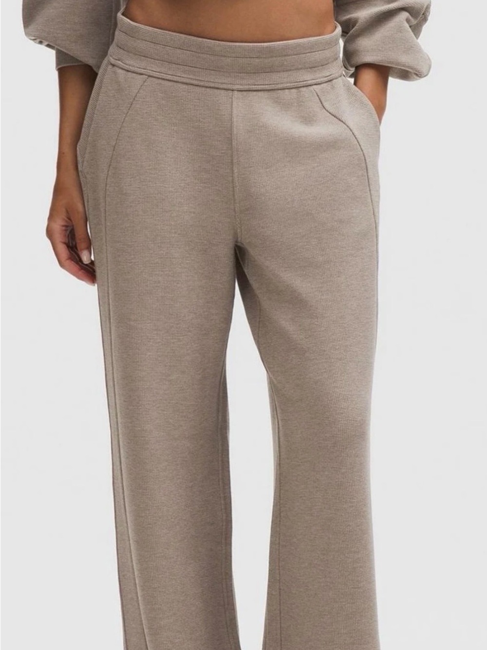 lululemon set: Scuba Mid Rise Wide-Leg Waffle and funnel neck half zip